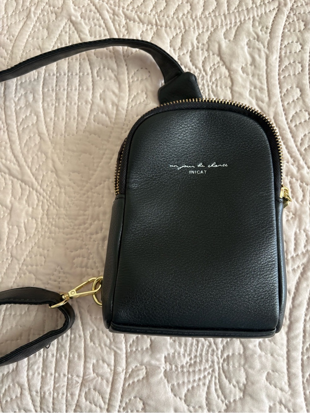 Black Mini Crossbody with Gold Hardware